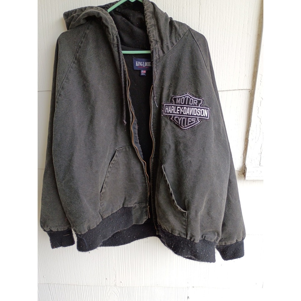 King Louie Usa 3xl Black Hooded Harley Davidson Coat